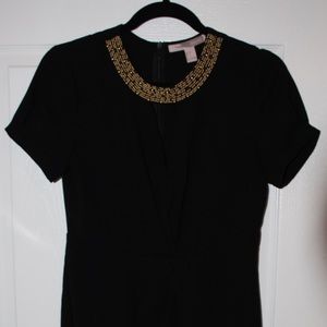 Black v-neck work dress